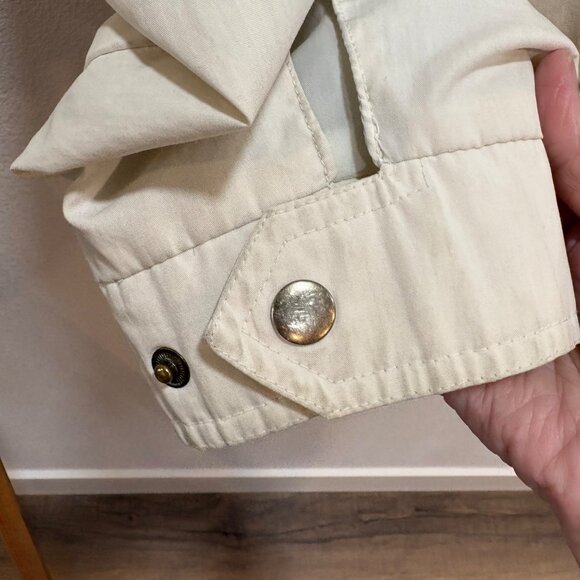 Men’s VTG Towncraft XL Beige Bomber Jacket Elastic Hem Multiple Pockets Hood - Picture 7 of 12